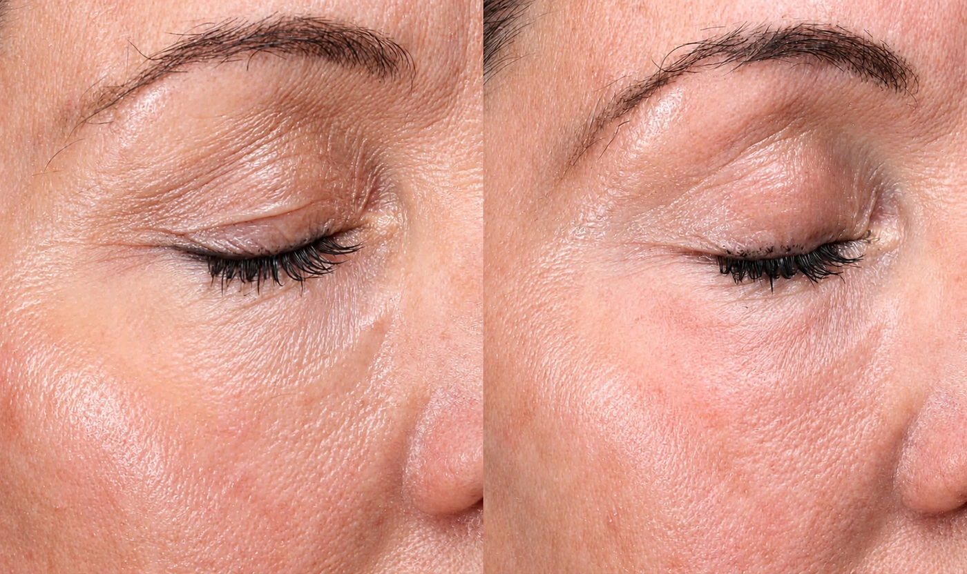 Tixel eye treatment before and after result at SOM Aesthetics