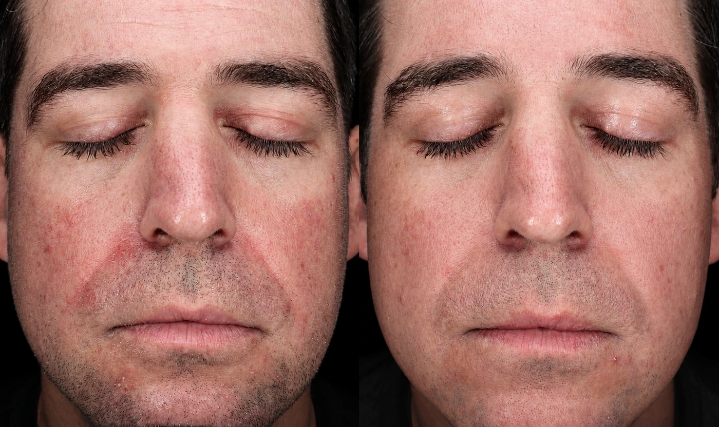 BBL and MOXI treatment for facial redness before and after result