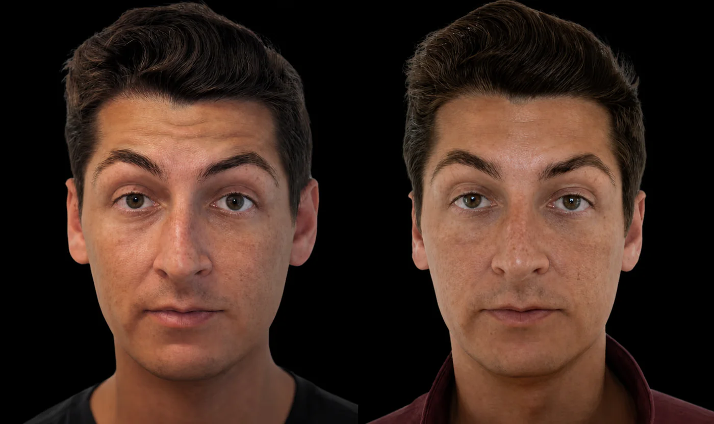 Before-and-after Upper-face Botox result in Encinitas, North County San Diego — forehead view.