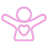 Ein Icon in rosa. menschliche Silhouette mit Herz