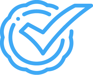 Ein Haken Icon in Blau