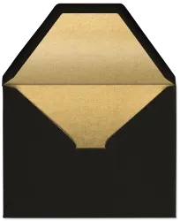Open gold envelope on a dark background.