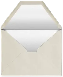 Open beige envelope with a white invitation card partially visible inside.