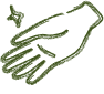 Hand-drawn illustration of an open hand in olive green.