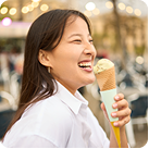 Woman eating ice cream
