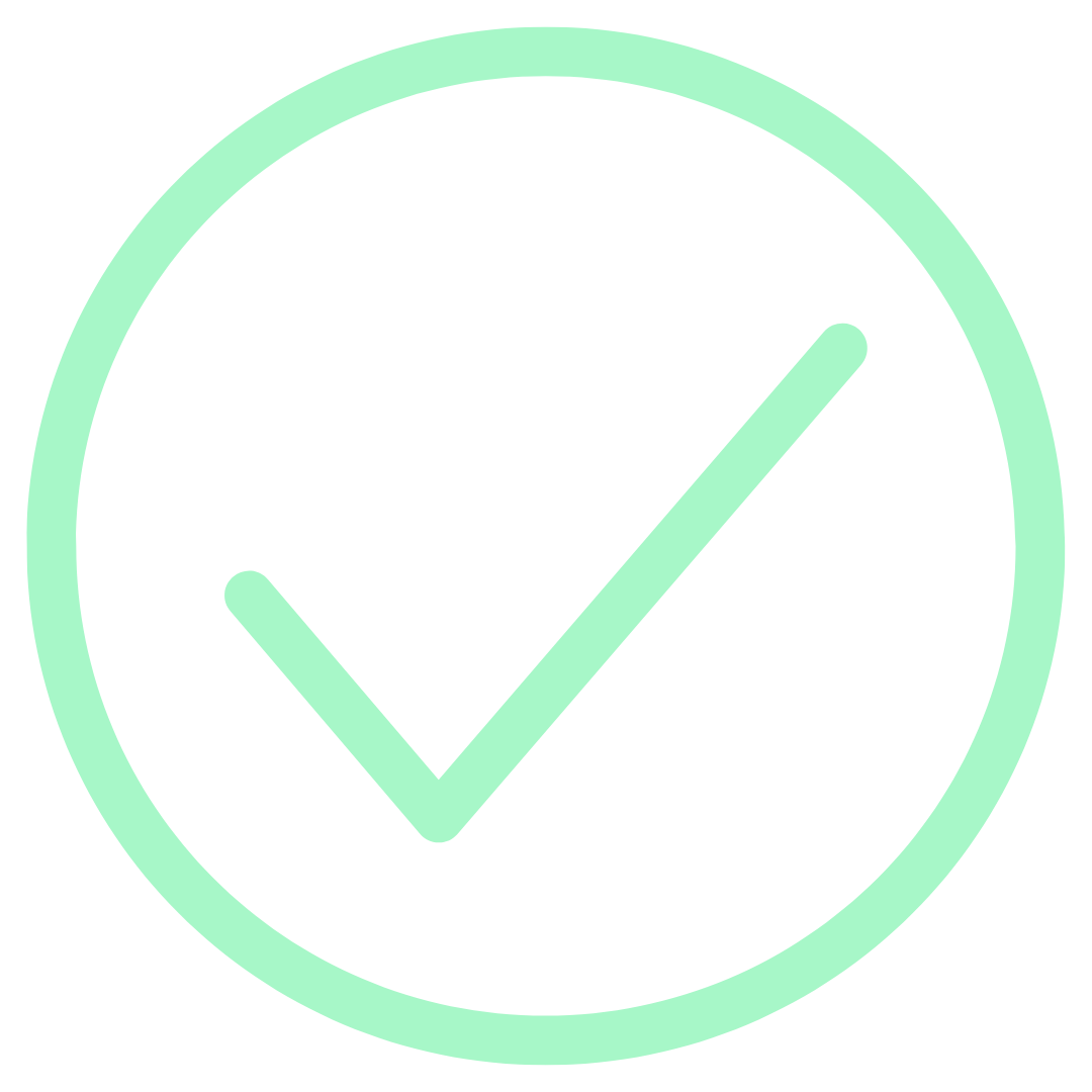 Green check mark inside a green circle on a transparent background.