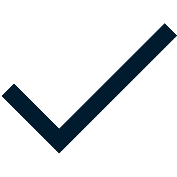 Thick dark blue checkmark on a transparent background.