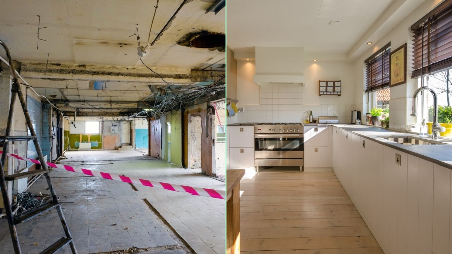 Interior de local comercial revisando requisitos de habitabilidad y CTE para vivienda