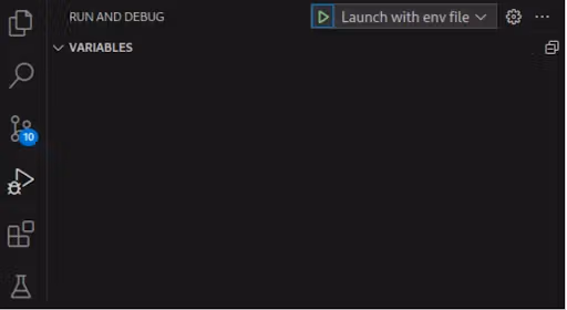 Figure 2: Run the debug by clicking on “Launch with env file”