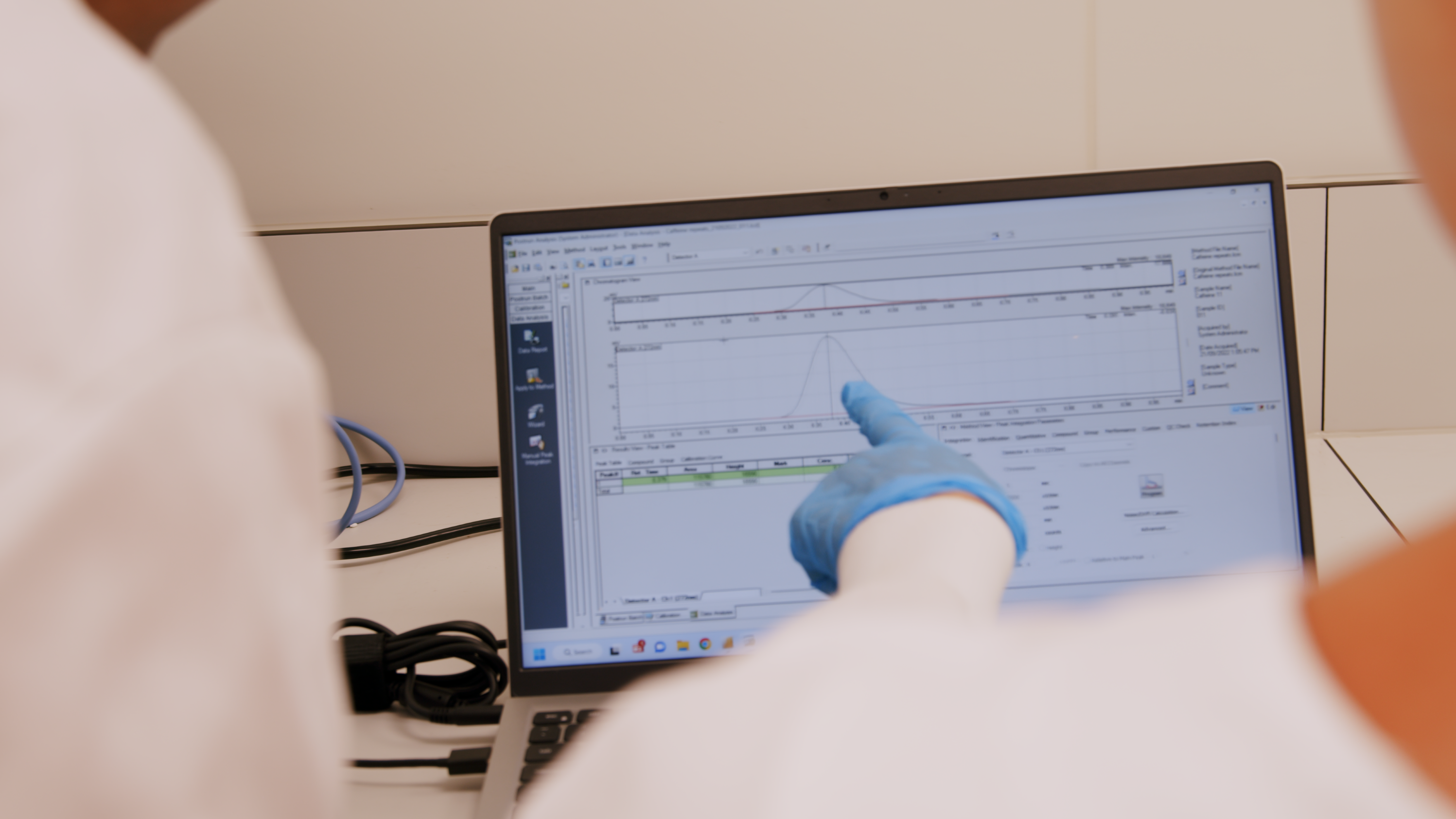 person in lab on computer