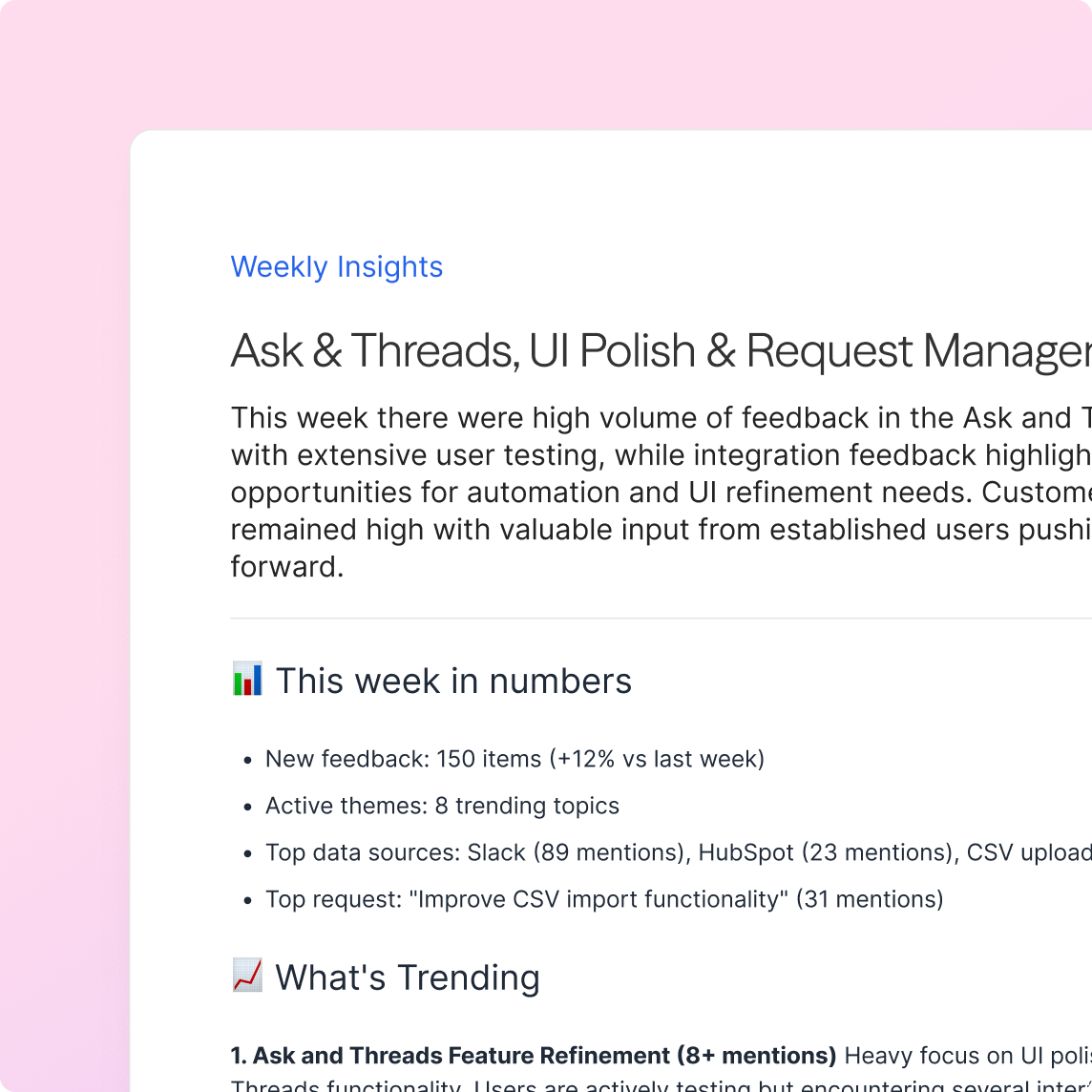 UI of weekly feedback summaries