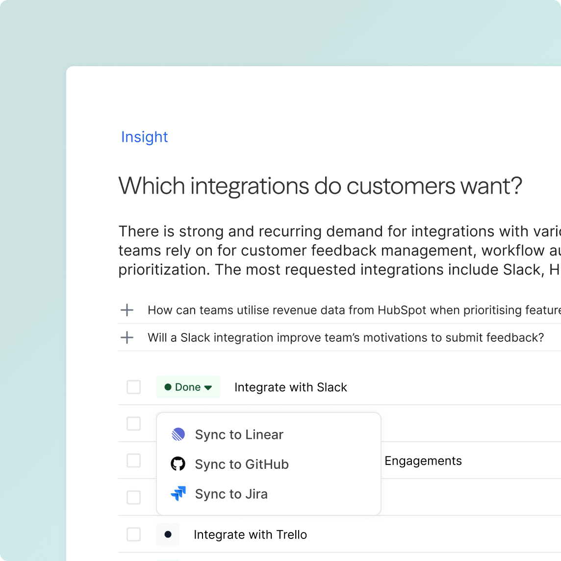 UI showing an insight thread