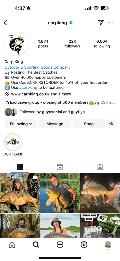 screenshot of shop instagram feed
