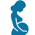 Outline of a human back with a dashed line depicting a curved spine.