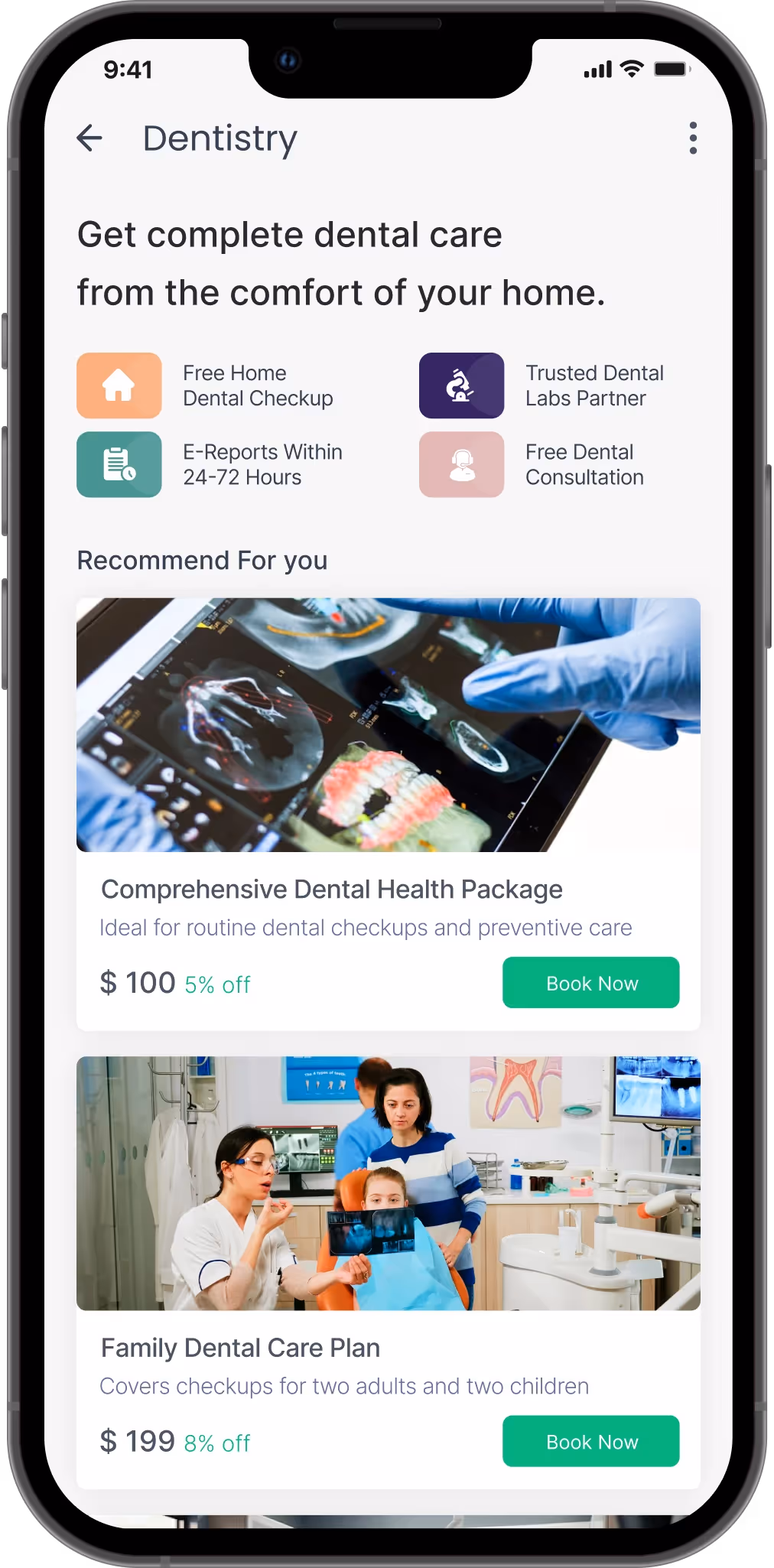 Doctor list screen with filters for specialization, rating, and availability