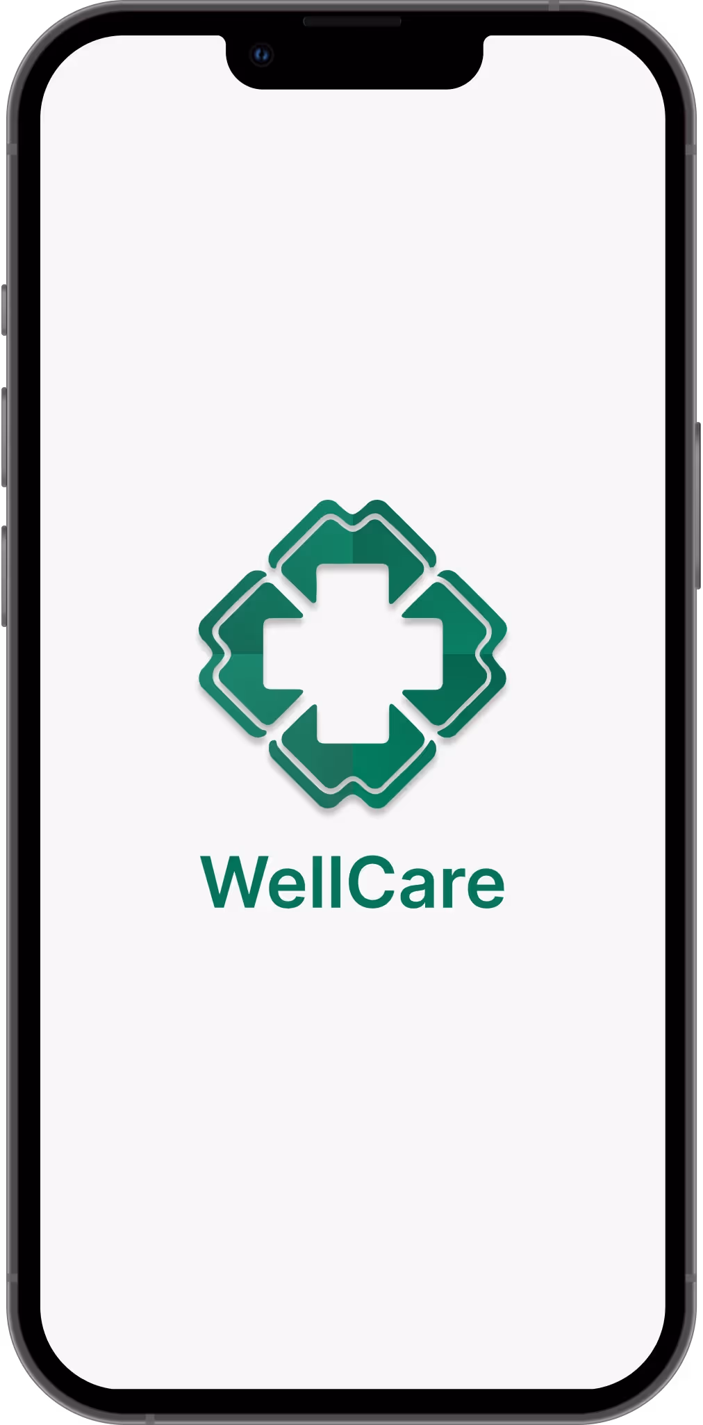 WellCare app splash screen with logo and welcome message