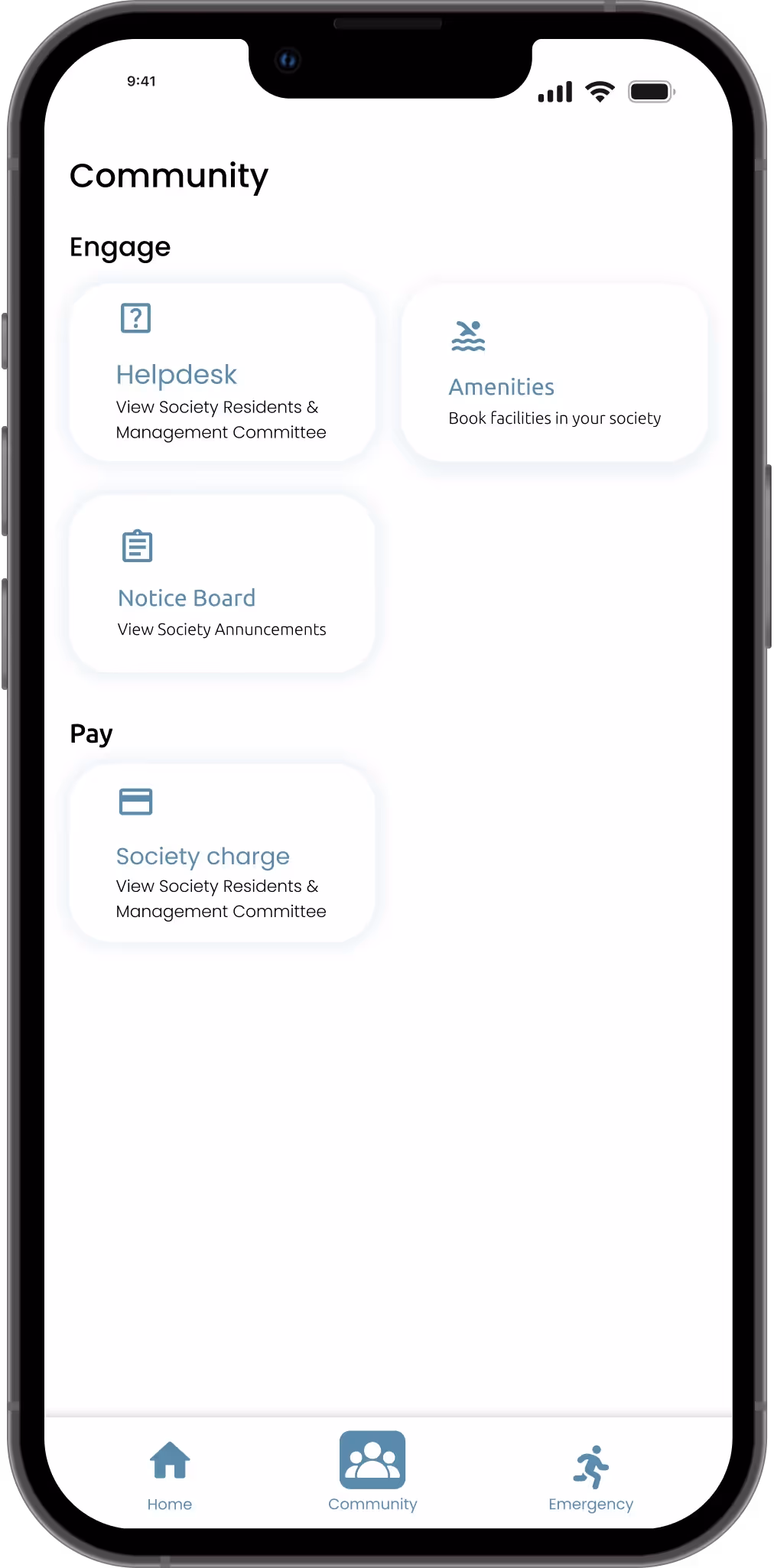 Community forum screen showing discussion categories like Play, Ask a Question, and Newsfeed