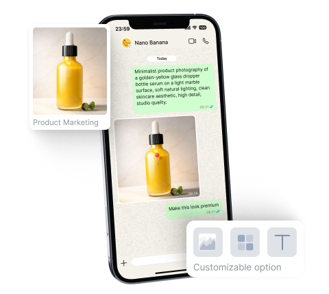 Dashboard displaying generated product images and customization options