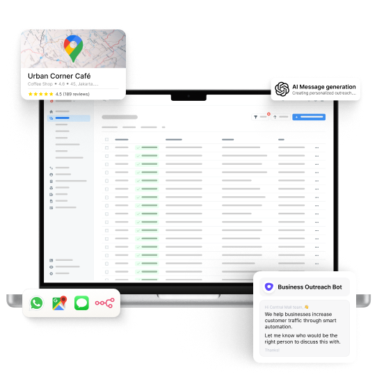 Automated Google Maps Data Extraction interface showcasing data queries