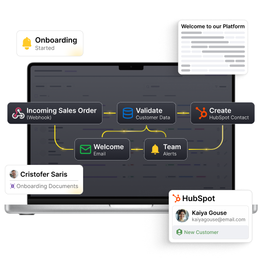 Customer Onboarding Automation interface showcasing email sequences