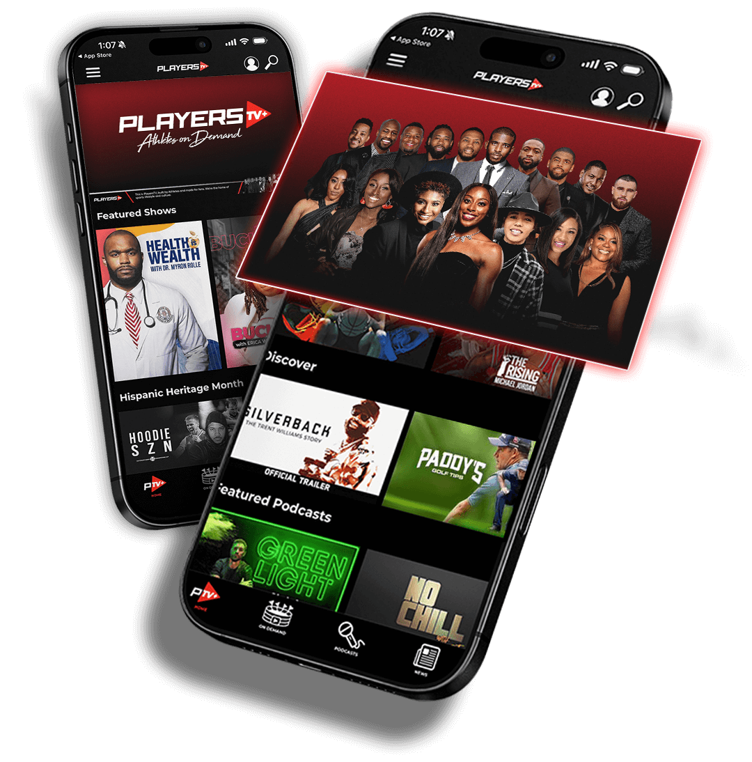 PlayersTV+ app shown on two phones
