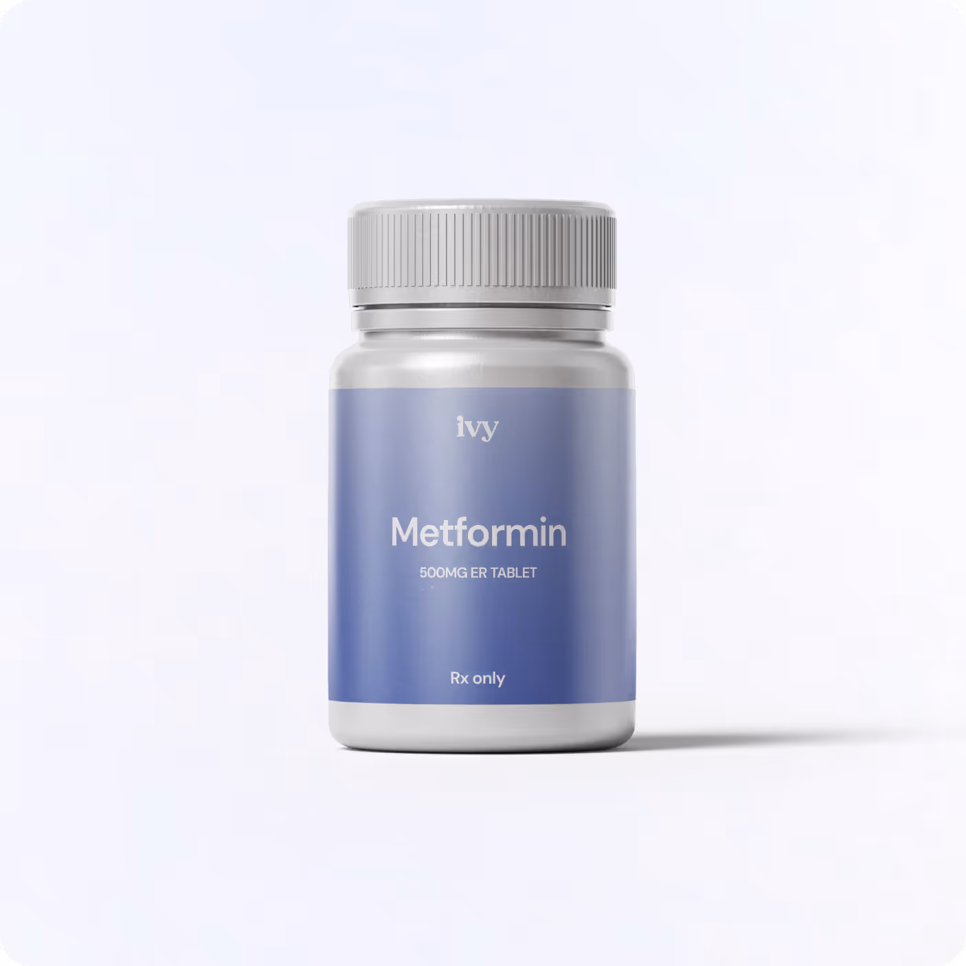 Ivy brand Metformin 500mg ER tablet bottle, labeled as prescription-only