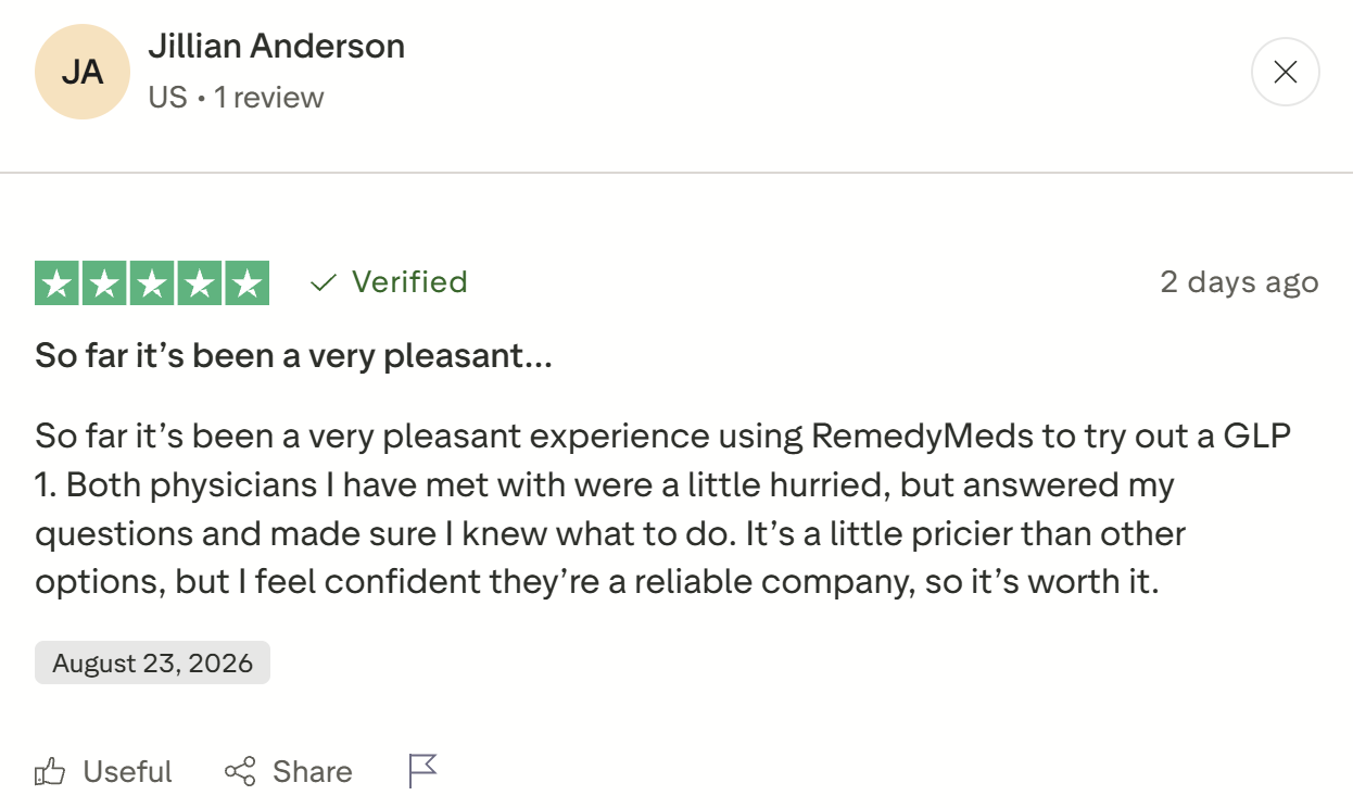 Verified 5-star review of Remedy Meds by Noelle Webster.