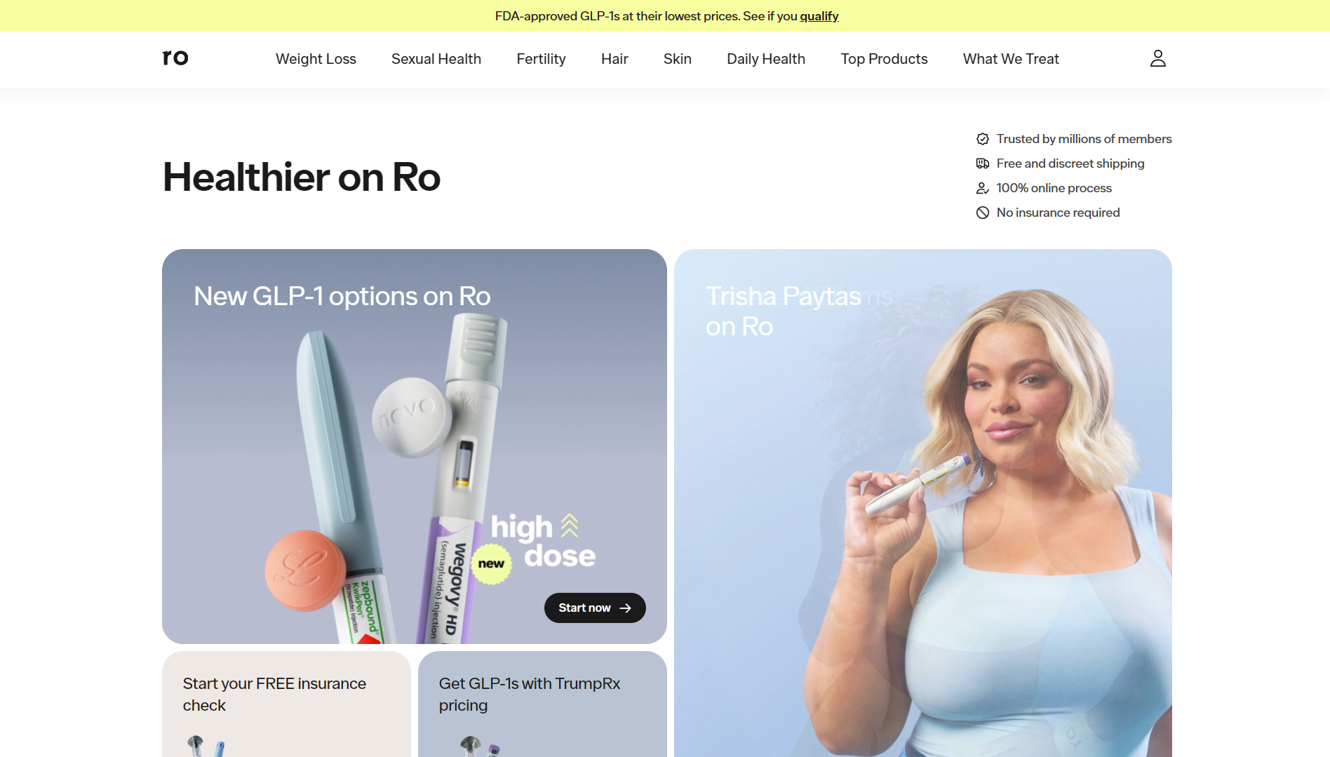 Ro website homepage (September 2026)