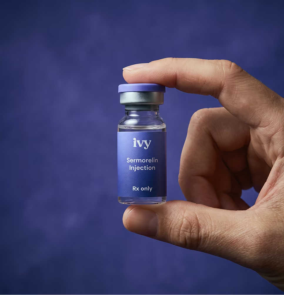 Ivy Rx Sermorelin injection vial, a prescription-only medication