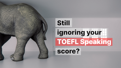 A photo of "the elephant in the room" My Speaking Score ad.