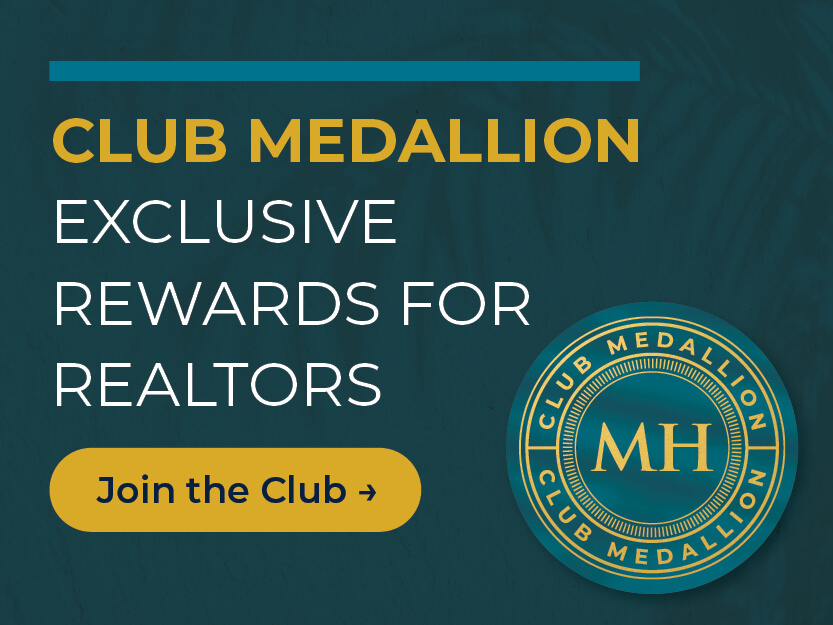 Club Medallion rewards for realtors with a button to join the club and a MH logo medallion.