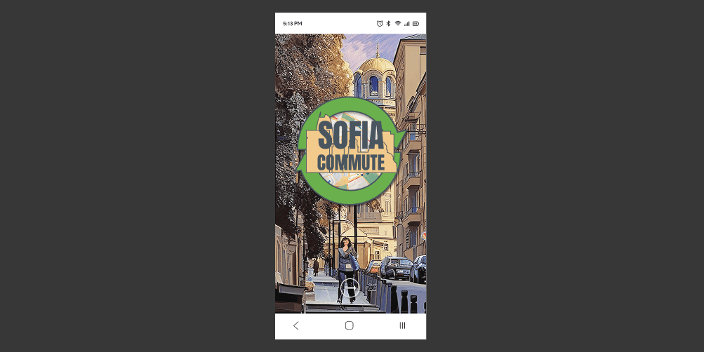 An animated GIF showing a user interacting with the Sofia Commute app. The animation demonstrates key features such as logging in, selecting a transportation mode (bike, bus, or walk), planning a route, and viewing the itinerary on the map. The flow highlights intuitive UI elements like pop-up panels, icon buttons, and real-time route visualization. Designed to promote eco-friendly and accessible travel in Sofia, the GIF visually reinforces the app's user-centered design and seamless navigation experience.