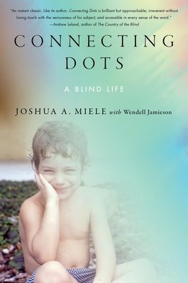 Connecting Dots cover: soft photo of a smiling young boy sitting on a rock with his chin in his hand, under a pale rainbow light wash