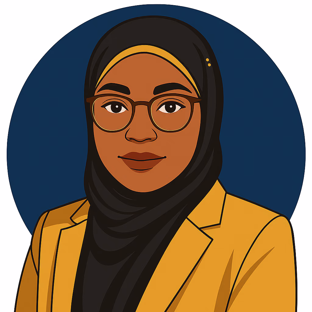 Illustration of Hameedah, founder of The Fine Designs Co