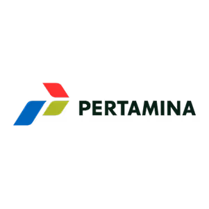 Pertamina company logo with blue, red, and green geometric shapes.