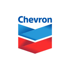 Chevron logo with blue and red chevrons and the word Chevron above.
