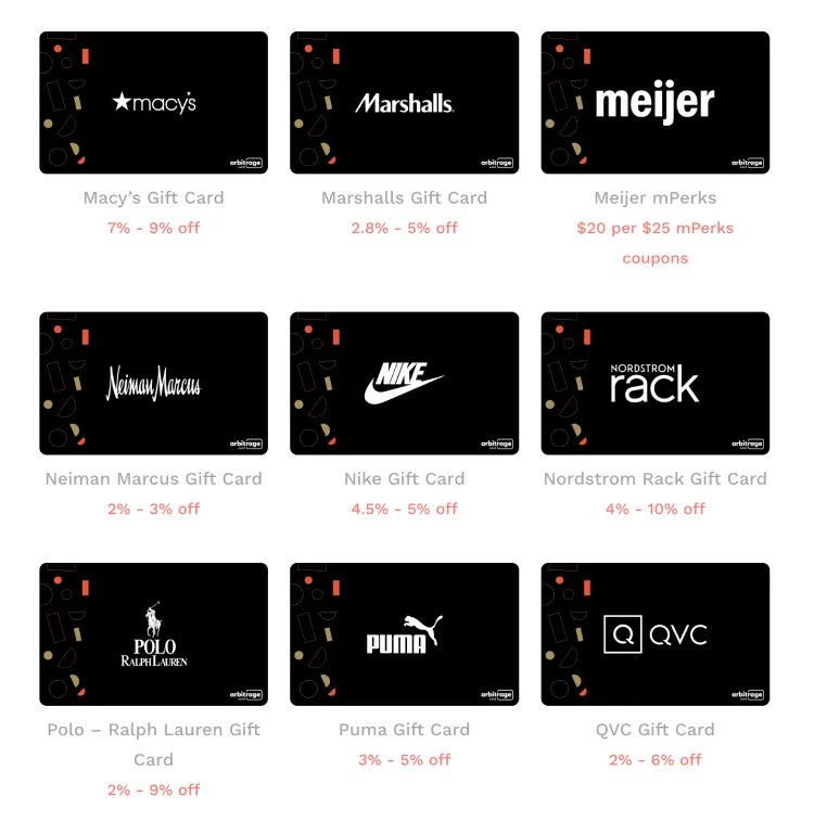 Discounted gift cards