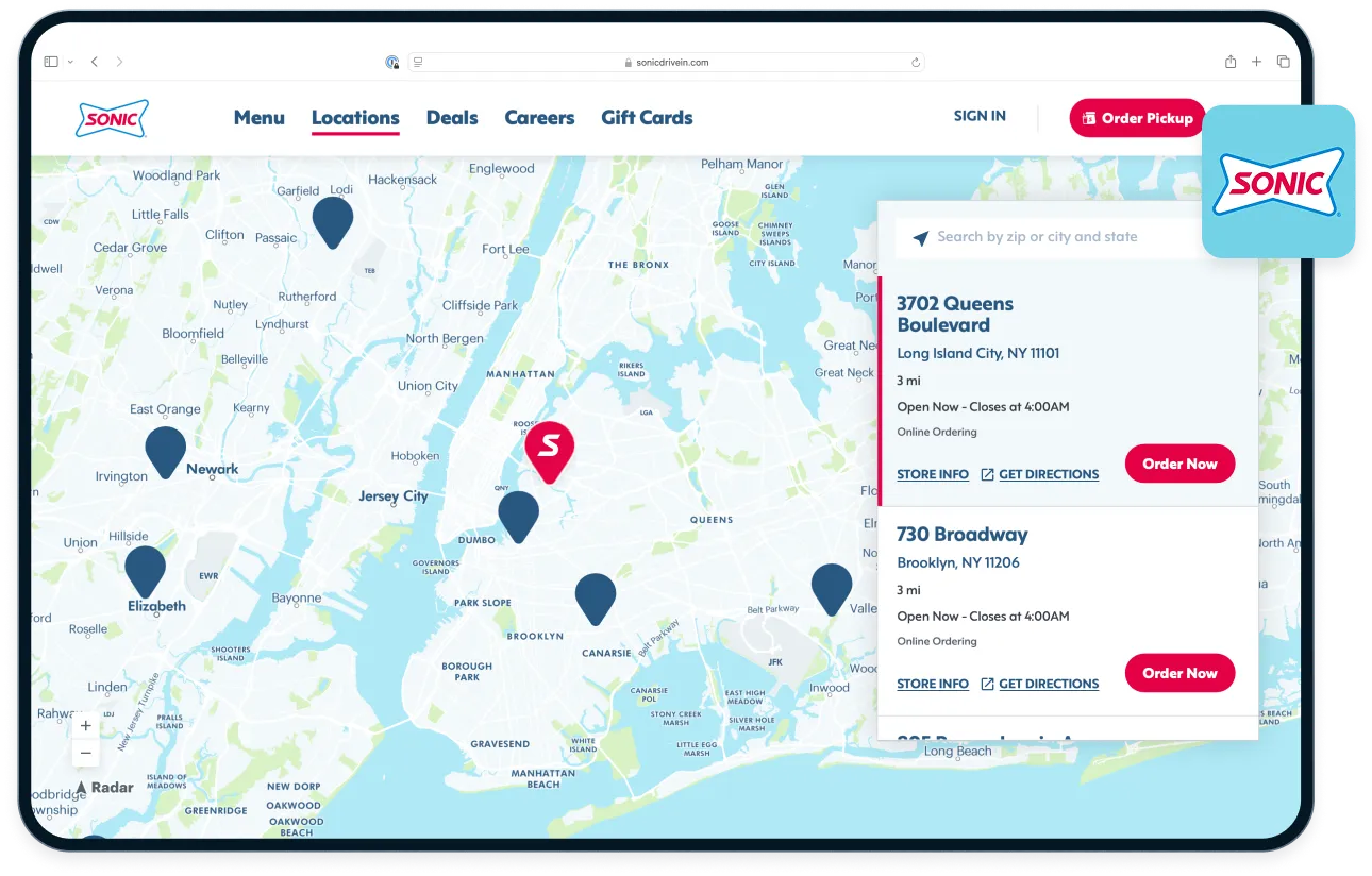 Sonice store locator