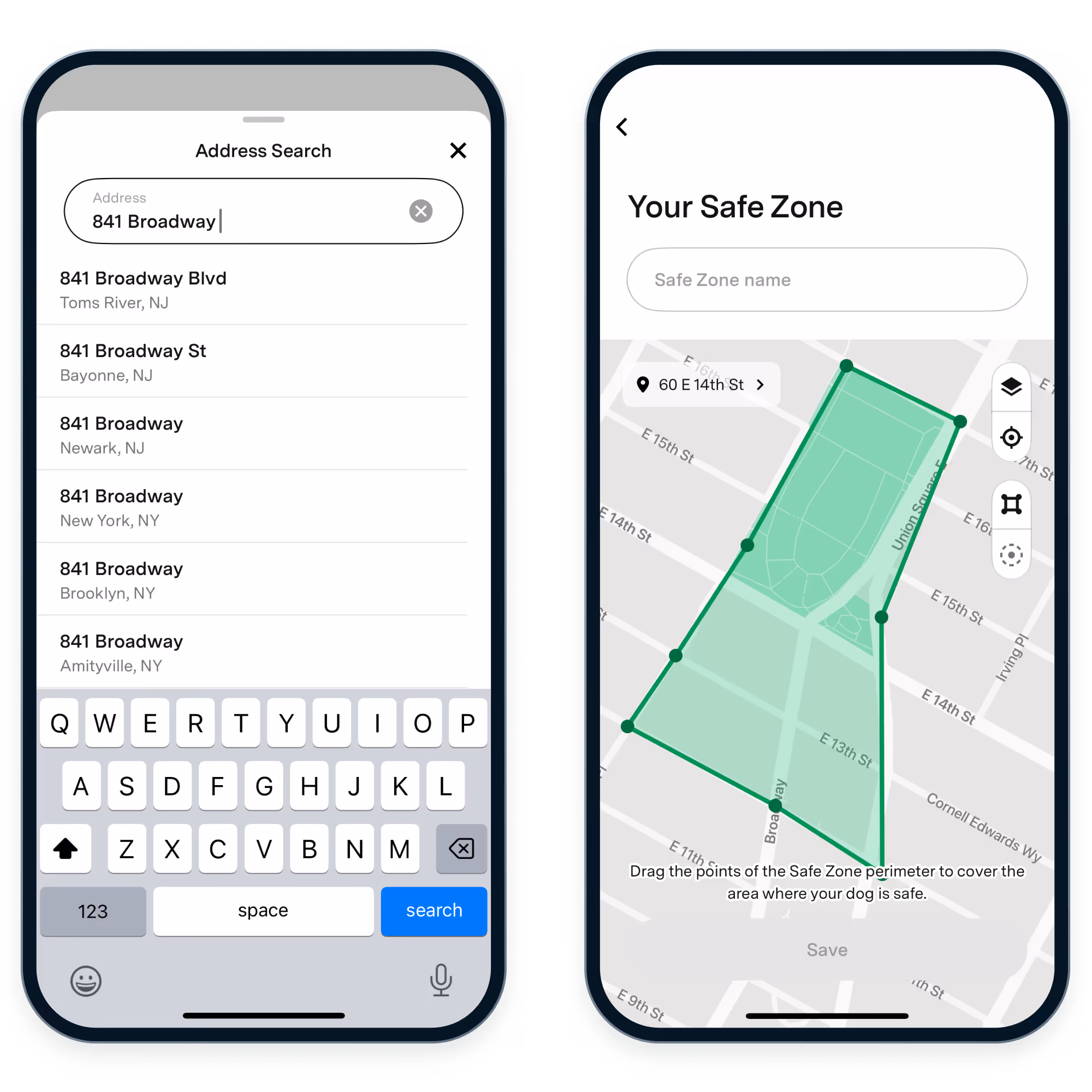 Autocomplete and safe zone