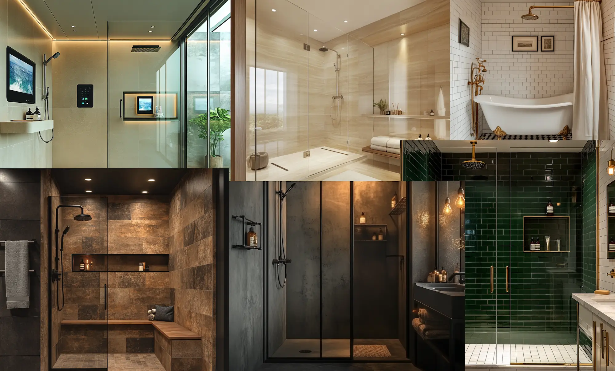 Collage of shower designs for inspiration