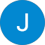 Blue circular icon with white letter J