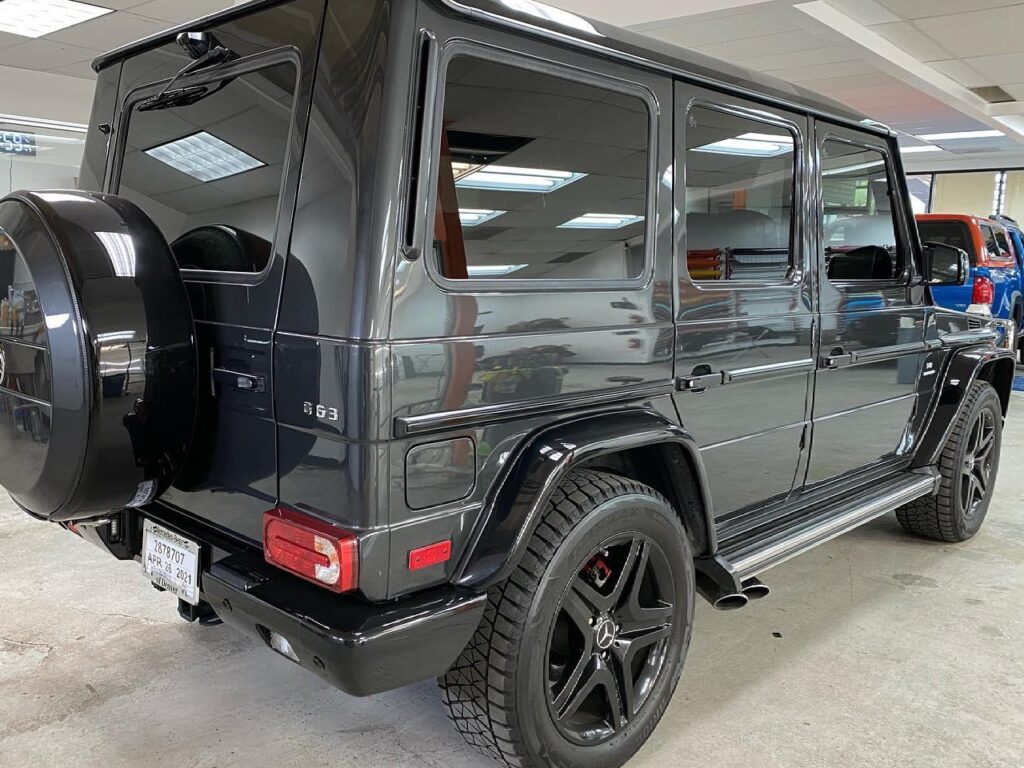 Mercedes G63 AMG ceramic coating and tinted windows side view