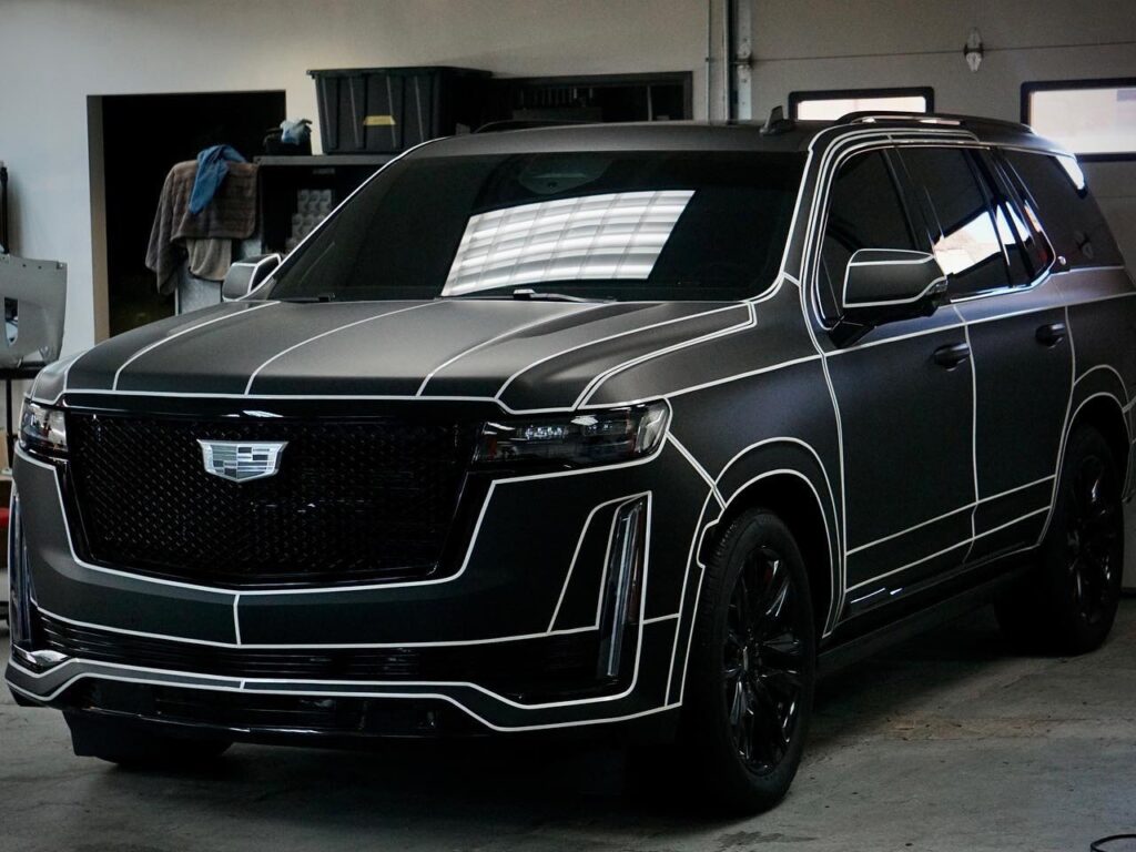 Matte black Escalade vinyl wraps