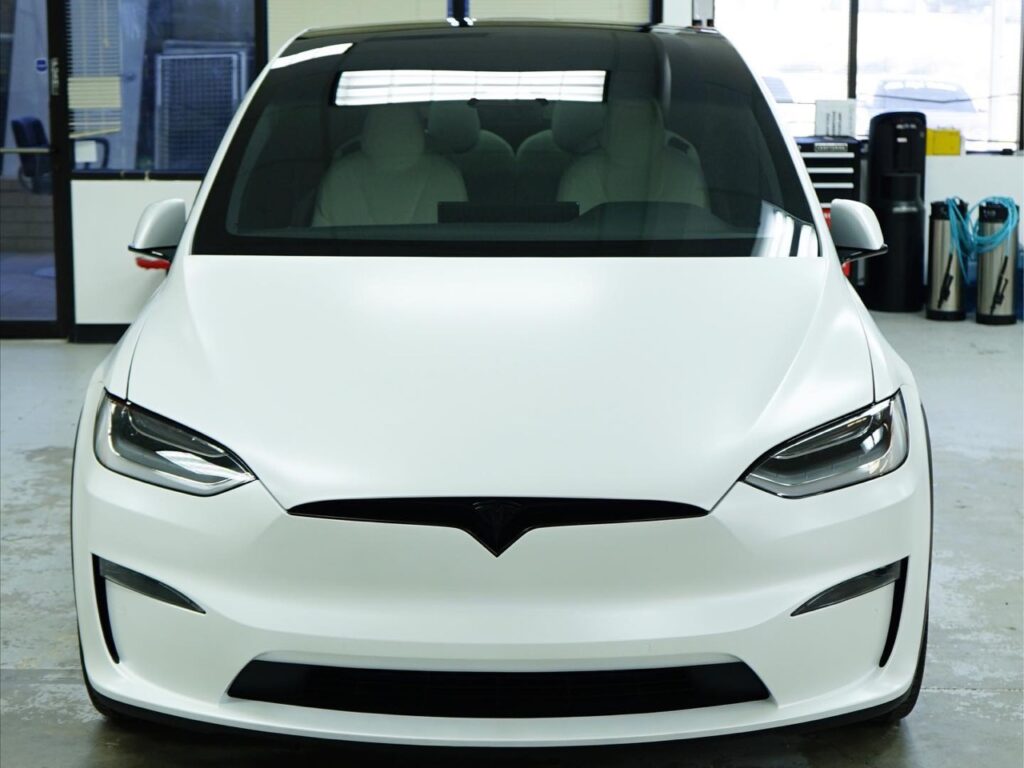 esla Model X in for full body matte paint protection film