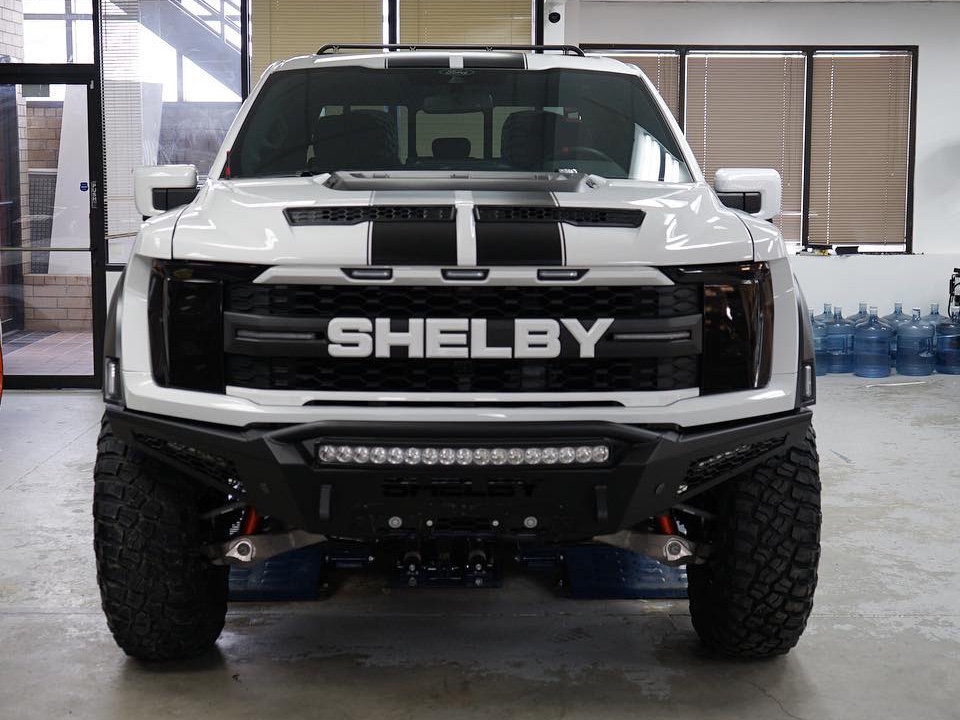 Ford Shelby Raptor headlights smoked out, ceramic coating on the paint, and smoked front windshield