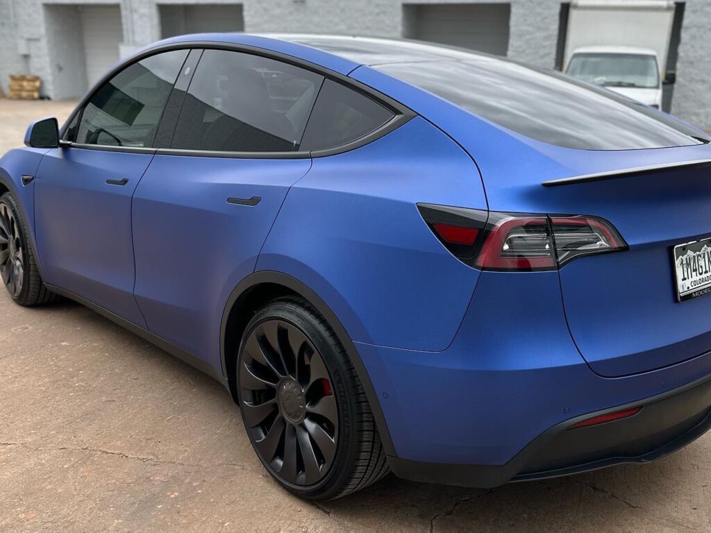 Tesla Model Y Matte Slate Blue window ceramic tint