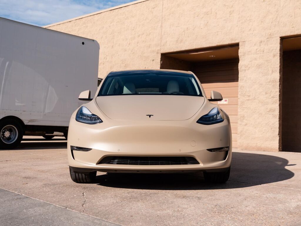 Tesla Model Y Satin Desert Storm vinyl wrap