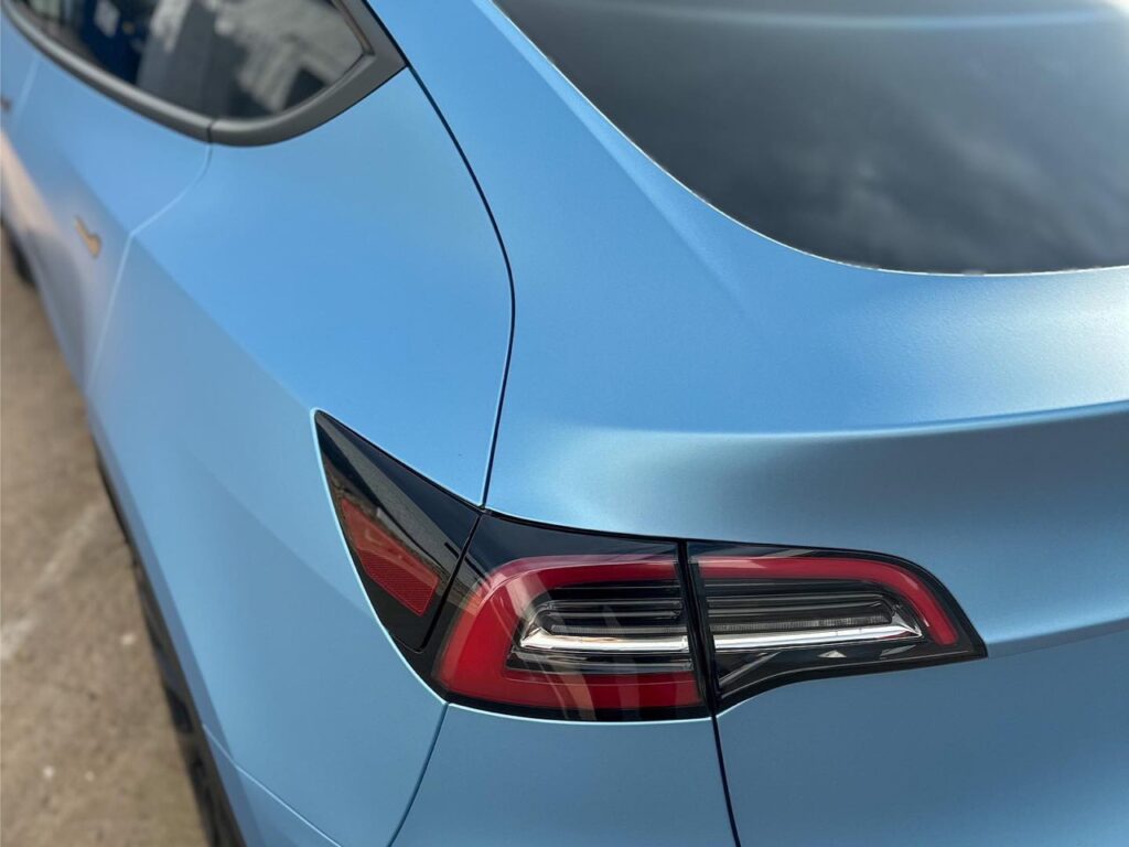 Tesla Model Y Matte Frosty Blue Metallic Vinyl Wrap