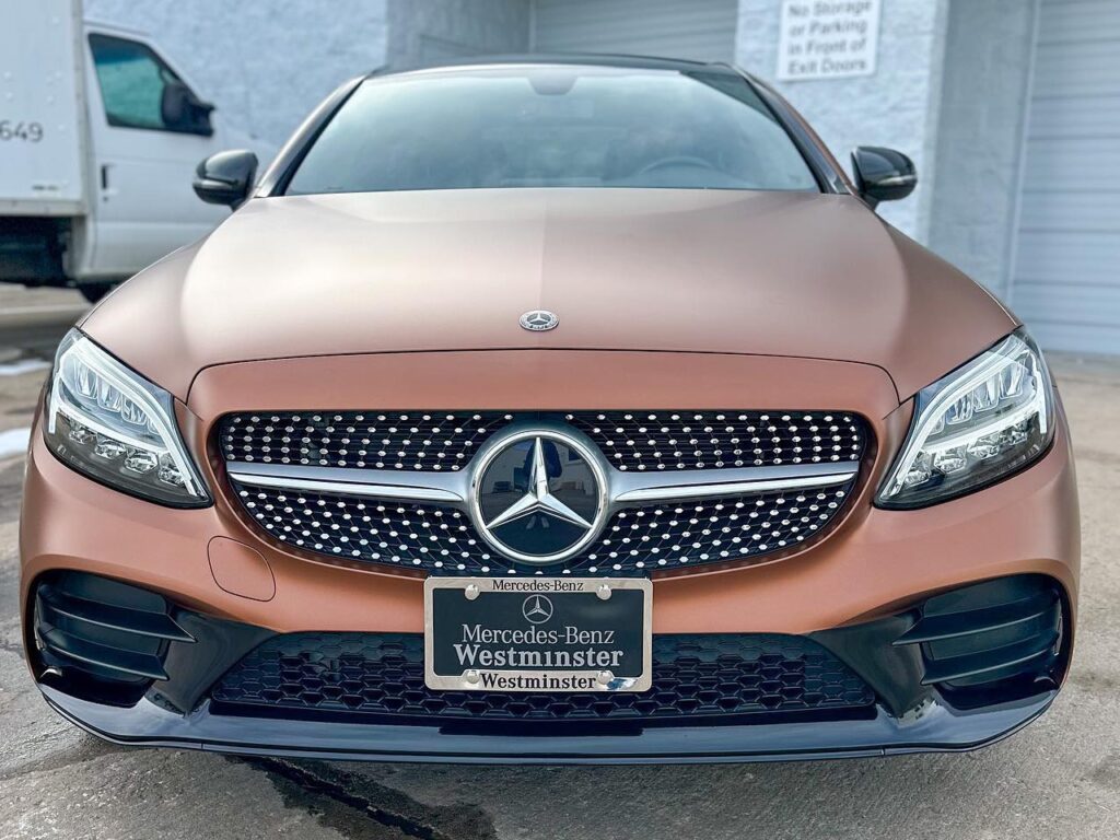 Mercedes C300 Coupe Satin Metal Mocha Brown Vinyl Wrap