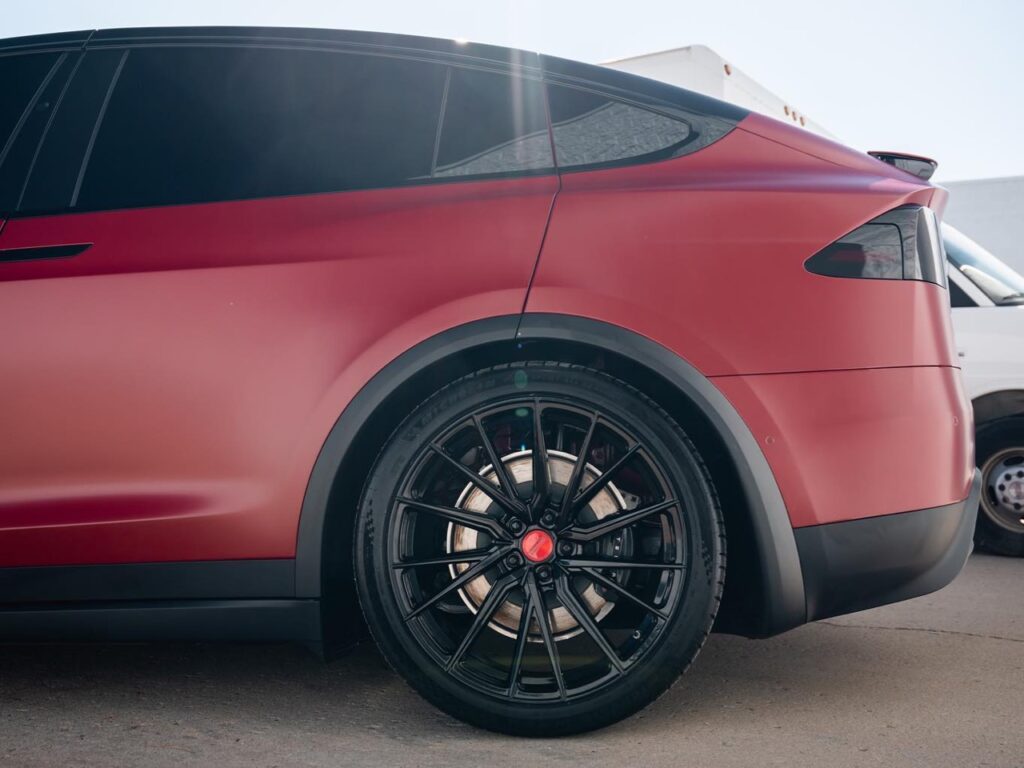Tesla Model X ceramic plus window tint, taillight tint, and custom wheels